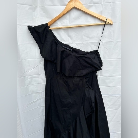 HAUTE rouge designed in New York ruffle wrap black dress one shoulder - Picture 10 of 10